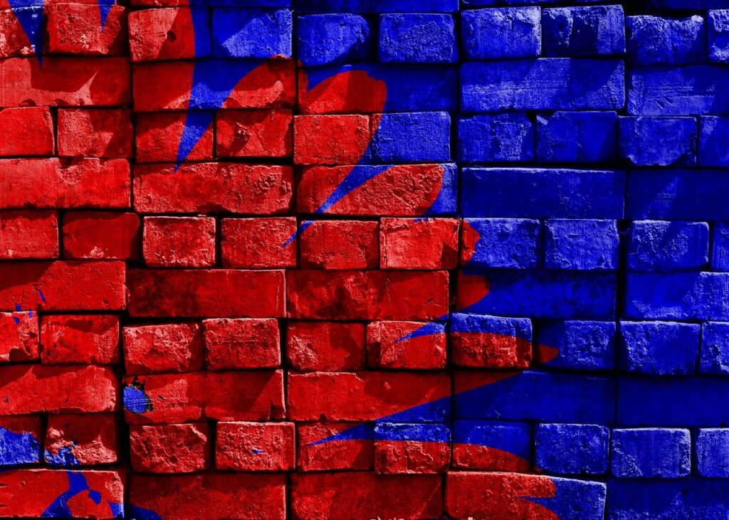 Ambalaj ve Ürün Tasarımı blue, red, painted, brick, wall, artwork, hd wallpaper, art, decoration, painted wall, digital manipulation, photo art, cool wallpaper